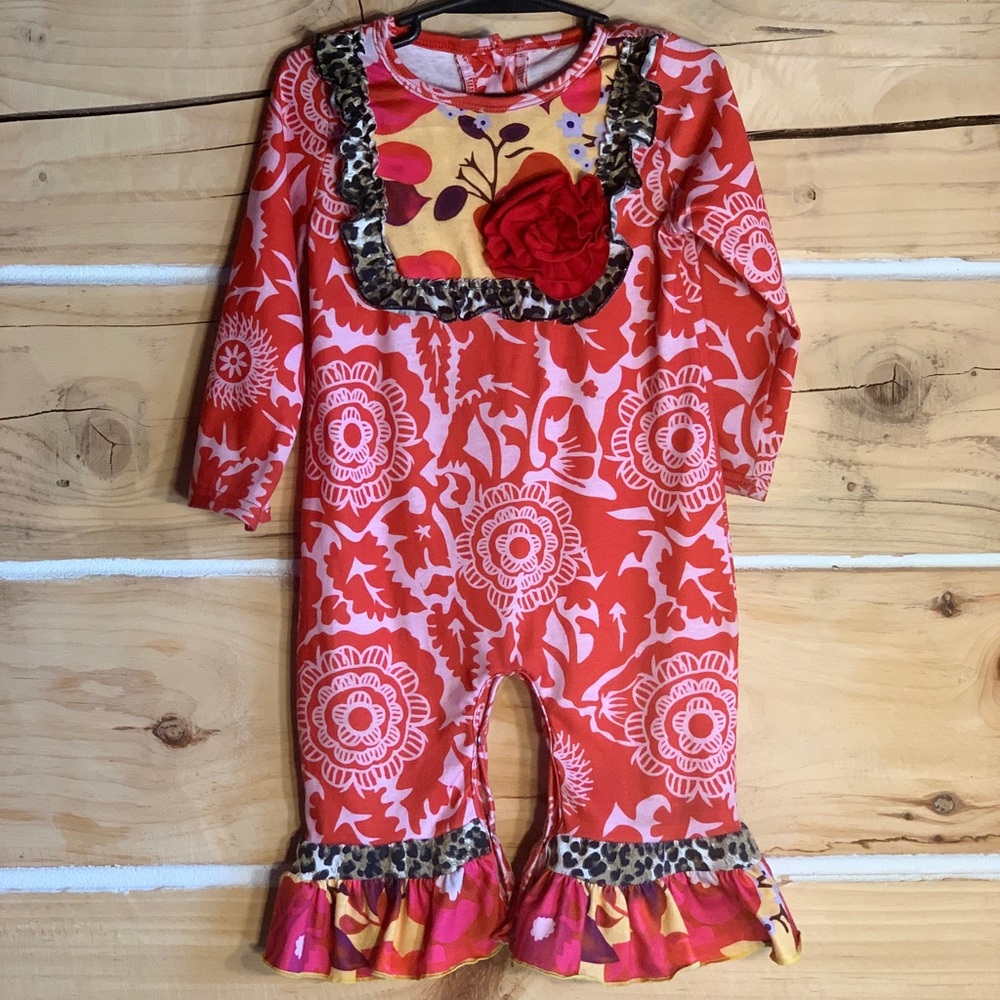 18 month red and leopard girls romper